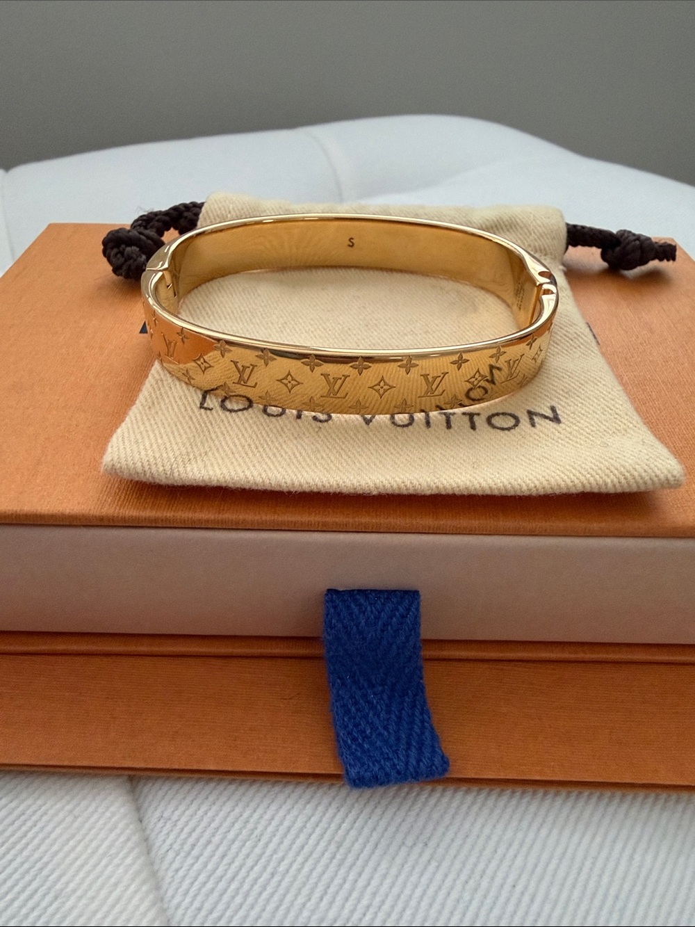 Louis Vuitton Nanogram Cuff Gold Bangle